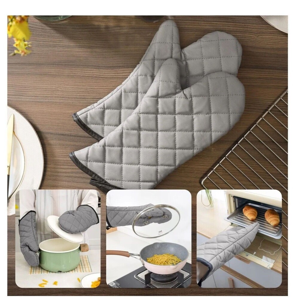 Oven Mitts 1 Pair of Quilted Thick Lining Heat Resistant Kitchen prof Gloves
